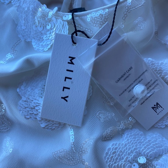 Milly Women Floral Cascading Sequin Top NWT - Picture 6 of 10